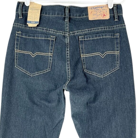 NWT Vintage Genes Men's Slim Fit Jeans Sz 28x30 Slim Leg Dark Blue Stretch Denim - Picture 4 of 14